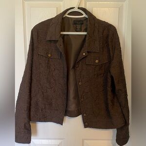 SilkLand Women’s 100%Silk Brown Button Up Dress Blazer Sz Petit XL